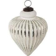 Clayre & Eef Kerstbal Ø 13 cm Wit Zilverkleurig Glas