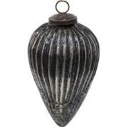 Clayre & Eef Kerstbal Ø 9 cm Zwart Zilverkleurig Glas