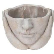 Clayre & Eef Bloempot Hoofd Ø 15x13 cm Beige Steen