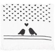 Clayre & Eef Gastendoekje 40x66 cm Zwart Wit Katoen Vogel