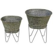 Clayre & Eef Planthouder set 2 Grijs Metaal