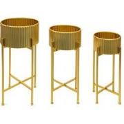 Clayre & Eef Bloempot Set van 3 Goudkleurig IJzer