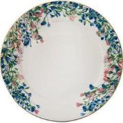 Clayre & Eef Ontbijtbord Ø 21 cm Blauw Wit Porselein Bloemen