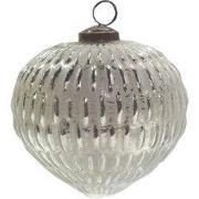 Clayre & Eef Kerstbal Zilverkleurig Grijs Glas