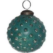 Clayre & Eef Kerstbal Ø 7 cm Groen Zilverkleurig Glas