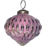 Clayre & Eef Kerstbal Ø 7 cm Roze Glas