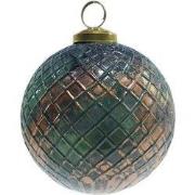 Clayre & Eef Kerstbal Ø 10 cm Groen Bruin Glas