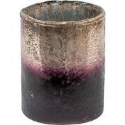 Clayre & Eef Theelichthouder Ø 9x11 cm Goudkleurig Bruin Glas