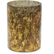 Clayre & Eef Theelichthouder Ø 15x20 cm Goudkleurig Bruin Glas