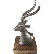 Clayre & Eef Beeld Hert 18 cm Zilverkleurig Aluminium