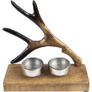 Clayre & Eef Theelichthouder 17 cm Bruin Hout Gewei