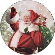 Clayre & Eef Onderbord Ø 33 cm Rood Groen Melamine Kerstman