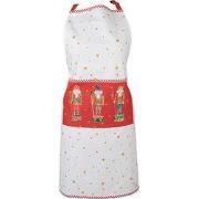 Clayre & Eef Keukenschort 70x85 cm Wit Rood Katoen Notenkrakers