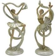 Clayre & Eef Beeld Set van 2 Ballerina 18 cm Beige Goudkleurig Kunstst...