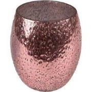 Clayre & Eef Theelichthouder Ø 8x9 cm Roze Glas