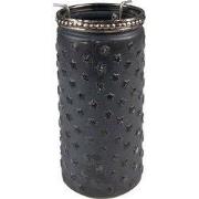 Clayre & Eef Theelichthouder Ø 6x13 cm Grijs Glas