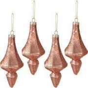 Clayre & Eef Kerstbal Set van 4 Ø 6 cm Roze Glas