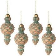 Clayre & Eef Kerstbal Set van 4 Ø 6x14 cm (set van 4) Koperkleurig Gla...