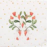 Clayre & Eef Servetten Papier Set van 20 Wit Rood Papier Zuurstok Kers...