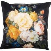 Clayre & Eef Kussenhoes 45x45 cm Zwart Geel Polyester Bloemen