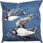Clayre & Eef Kussenhoes 45x45 cm Blauw Wit Polyester Vogels