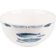 Clayre & Eef Soepkom 500 ml Wit Blauw Porselein Vissen