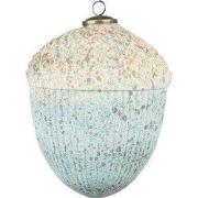 Clayre & Eef Kerstbal XL Eikel Ø 12 cm Turquoise Beige Glas