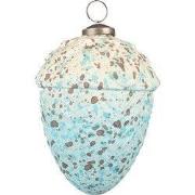 Clayre & Eef Kerstbal Eikel Ø 9 cm Turquoise Beige Glas