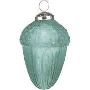 Clayre & Eef Kerstbal Eikel Ø 7 cm Groen Glas