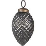 Clayre & Eef Kerstbal Ø 4 cm Zwart Zilverkleurig Glas