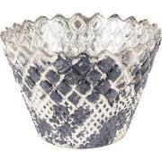 Clayre & Eef Theelichthouder Ø 10x7 cm Grijs Beige Glas