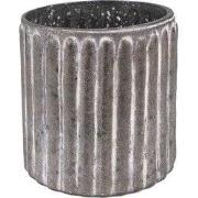 Clayre & Eef Theelichthouder Ø 10x10 cm Zwart Glas