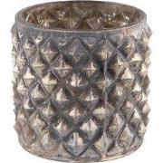 Clayre & Eef Theelichthouder Ø 8x8 cm Zwart Beige Glas