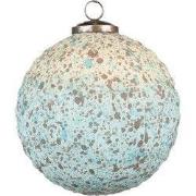 Clayre & Eef Kerstbal Ø 15 cm Turquoise Beige Glas
