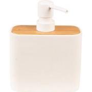 Clayre & Eef Zeepdispenser 13x6x16 cm Wit Bruin Keramiek