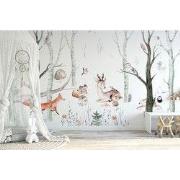 Dieren in het bos - Kinderbehang - 389,6 cm x 280 cm - Walloha