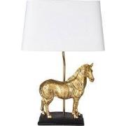 Clayre & Eef Tafellamp Paard 35x18x55 cm Goudkleurig Wit Polyresin