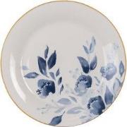 Clayre & Eef Ontbijtbord Ø 20 cm Blauw Beige Keramiek Bloemen