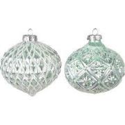Clayre & Eef Kerstbal Set van 2 Ø 10 cm Groen Glas
