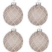 Clayre & Eef Kerstbal Set van 4 Ø 8 cm Bruin Glas