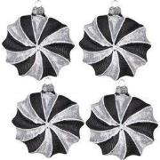 Clayre & Eef Kerstbal Set van 4 10 cm Zwart Grijs Glas