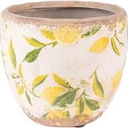 Clayre & Eef Bloempot Ø 12x11 cm Geel Keramiek Citroen