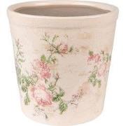 Clayre & Eef Bloempot Ø 15x14 cm Roze Beige Keramiek Bloemen