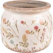 Clayre & Eef Bloempot Ø 15x13 cm Roze Beige Keramiek Bloemen
