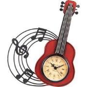 Clayre & Eef Wandklok Gitaar 28x22 cm Rood Metaal