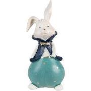 Clayre & Eef Beeld Konijn 9x8x21 cm Turquoise Polyresin