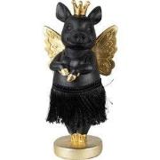 Clayre & Eef Beeld Varken 18 cm Zwart Goudkleurig Polyresin