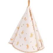 Clayre & Eef Theedoek Ø 80 cm Beige Katoen Croissant en Koffie