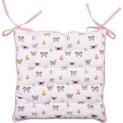 Clayre & Eef Stoelkussen Foam 40x40x4 cm Beige Roze Katoen Vlinders