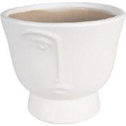 Clayre & Eef Bloempot Ø 14x12 cm Wit Keramiek Gezicht
